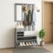 BAKAJI Set Mobili Ingresso Design Moderno con Scarpiera Panca Cassetto Specchio Rettangolare e Appendiabiti Attaccapanni 6 Ganci da Parete Casa Design Moderno in Legno (Grigio)