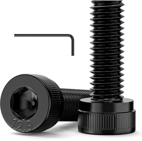 Valorada 120Pcs M4 Bolts, M4 x 12mm Hex Socket Head Cap Screws Bolts, 12.9 Grade Alloy Steel, Black Oxide Finish, Allen Socket Drive, Full Threads, with Hex Spanner