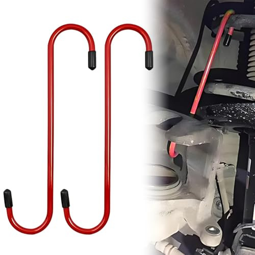 DWFEYOI Bremsen werkzeug,2 Stück S Förmiger Bremssattel Haken Aufhänger,Haken Aufhängungsscheibe Bremssattel Aufhänger,Bremssattelaufhänger Bremssattelhaken Gummi-Spitzen(Rot）