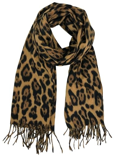 Walniverse Leopardenmuster Schal Damen XXL 200x70 cm, Modischer Leo Print Winterschal für Frauen, Weiches Tuch aus 100% Viskose für Herbst, Winter & Frühling