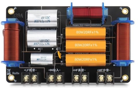 Qusedwey Altavoz Profesional de VíAs de 800 W, Divisor de Alta Potencia, 900 Hz/3600 Hz, Filtro de Cruce de Audio de 3 Unidades para Cine en Casa.