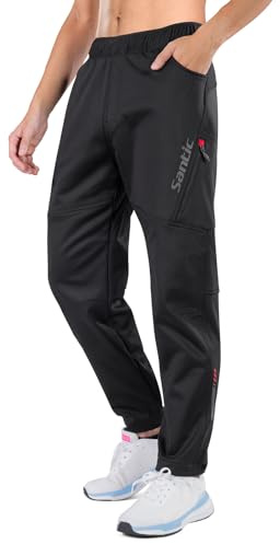Santic Herren Fahrradhose Lang Radlerhose Atmungsaktiv Thermo Fleece MTB Hosen Winter Verdickte Laufhose Sporthose für Outdoor Radfahren