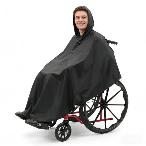 Jasjfasd Rollstuhl Zubehör, Rollstuhlzubehör, Universal Rollstuhl Poncho, Wasserdichter Rollstuhl-Sack zum Regenschutz Windschutz, Regencape für Rollstuhlfahrer, Regenponcho für Rollstühle, Robust
