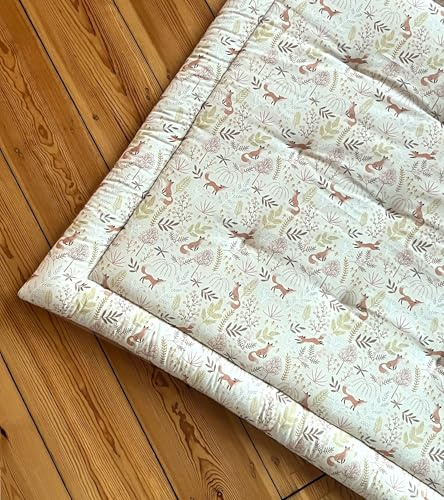 Blausberg Baby® - Krabbeldecke Dick gepolsterte Baby Krabbeldecke 100x100 cm OEKO-TEX® Baumwolle Spieldecke & Laufstalleinlage, in Deutschland gefertigt - Fuchs Beige