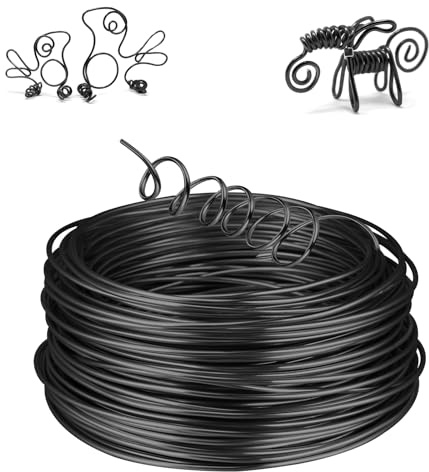 AUAUY 2mm Filo Alluminio, Artigianale Filos di Alluminio, 30M, Nero | Flessibile e Modellabile, Per Creazione di Gioielli, L'imballaggio, L'artigianato Della Scultura