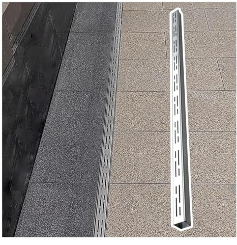 FENGZEQUAN Piccolo Canaletta Scolo Acqua Piovana Acciaio Inox 304, Canalina Lineare for Terrazza, Piscina, Marciapiede - Kit con Griglia di Scolo e Connettore(H4*W4CM/H1.57*W1.57IN)