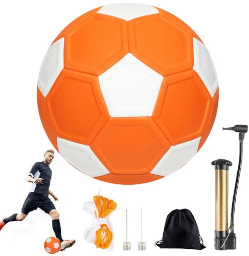 BIZOI FußBall Curve Ball, 20cm Fußball Kurvenball für Kinder, Curve Ball Fussball Größe 5, Curveball mit Pumpe, Netz und Nadeln für Jugendliche und Erwachsene, Fußballtraining Drinnen und Draußen