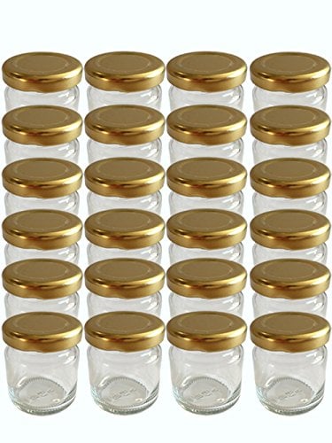 hocz 28er Set leere Rundgläser Mini Gläser 53 ml Deckelfarbe Gold To 43 Sturzgläser Honig Marmeladengläser Einweckgläser Honig, Gläser, Einmachgläser, Portionsgläser, Probiergläser, Imker
