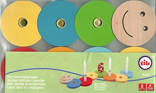 tib 15441 Wooden Birthday Caterpillar Set of 8 Pieces, Multicolour, One Size