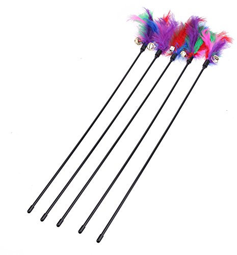 La Cabina 5 pcs Chat Chaton Pet Teaser Dinde Plume Interactive Bâton Jouet Fil Chaser