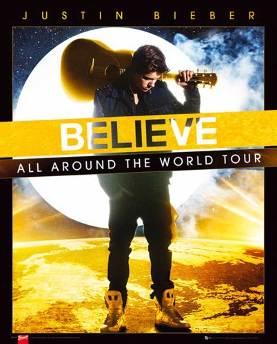 empireposter Justin Bieber - World Tour - Musik Star VIP Mini Poster Plakat Druck - Grösse 40x50 cm + 2 St Posterleisten Holz 40,5 cm