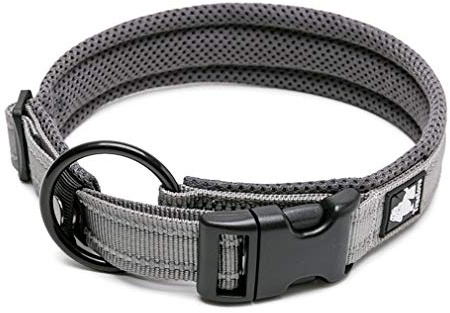 WINHYEPET Dog Collar Reflective with Safe Adjustable Buckle(Gray,XL) | Truelove Dog Collar Reflective Sandwich lining Nylon Webbing Comfortable,convenient used for walking for Samll/Medium/Large