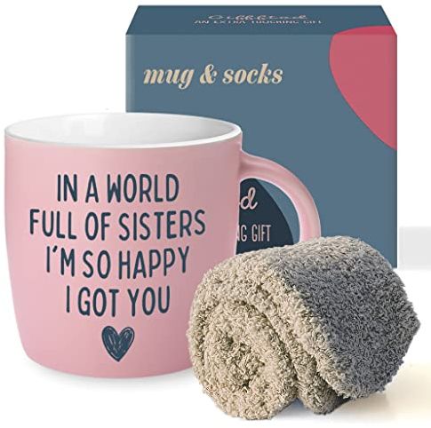 Gifffted Mejor Hermana Taza, Divertido Regalo de Cumpleaños, Navidad, Regalos Para La Hermanita y Hermana Mayor, Dia de la Madre, Cerámico, 380 Ml