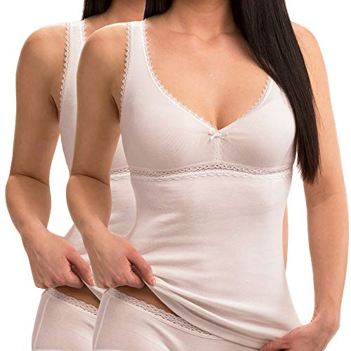 HERMKO 15804740 2er Pack Damen BH-Hemd aus 100% Bio-Baumwolle, Farbe:weiß, Größe:52/54 (XXL)
