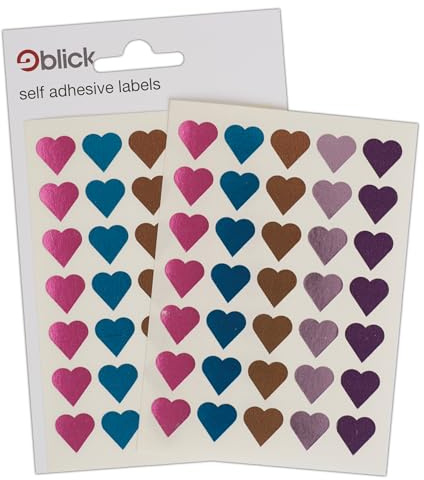 Blick Labels, Metallic Fashion Colours, Self Adhesive Stickers, Hearts, 70 Labels, for Home, Office, Family, School, Holiday Calendar Organising, Planner, Rewards Chart, Colour Coding