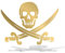 ERREINGE STICKER PRESPAZIATO ORO 12cm - Calico Jack Pirata Pirate Teschio Skull - Adesivo Decal Decalcomania Vinile Murale Laptop Auto Moto Casco Camper