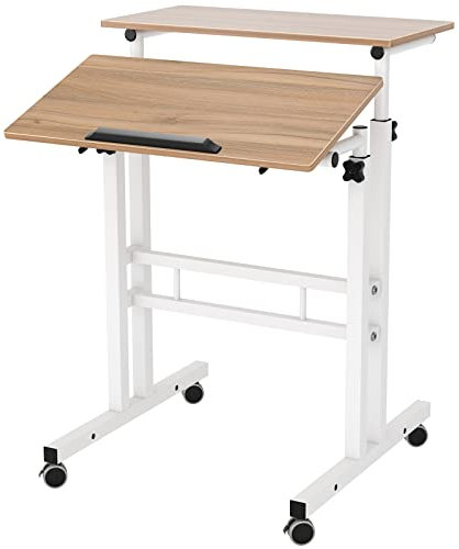 SogesHome Schreibtisch mit Rollen, höhenverstellbar Computertisch, Laptoptisch Computer Desk, PC Ständer,mobiler Computertisch, Multifunktionaler Schreibtisch für Zeichnen, Schreiben, Malen