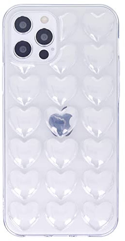 DMaos iPhone 12 Mini Case for Women, 3D Pop Bubble Heart Kawaii Gel Cover, Cute Girly for iPhone12 Mini 5.4 inch - Clear