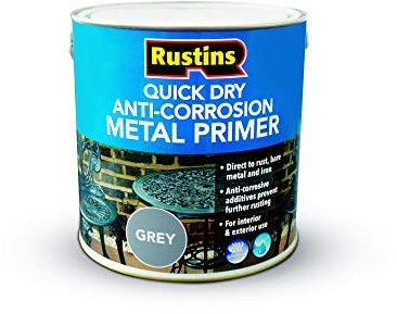 RUSTINS Quick Dry Anti-corrosion Metal Primer Grey 2.5L -Fast-Drying Protective Coating for Metal – Prevents Rust & Provides Smooth, Hard-Wearing Finish