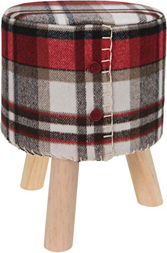 Small-Preis Hocker Sitzhocker Fussbank Puff Ottoman mit 3 Beinen aus Massivholz Bezug in Fell- oder Karomuster (Karomuster)