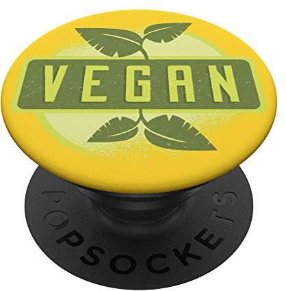 Vegan, grünes Vegetarier Symbol mit Pflanzen für Tierfreunde PopSockets mit austauschbarem PopGrip