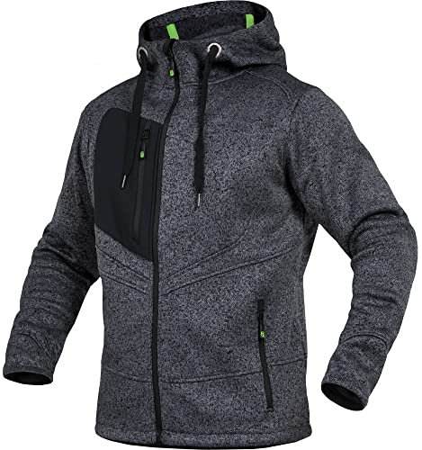 Leibwächter Unisex Strickjacke Casual-Line – Grau – Gr. XL – Zip Hoodie mit Kapuze und 7 Taschen – Strickjacke für Damen & Herren – Cardigan mit Reißverschluss