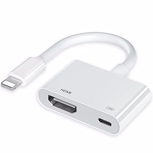 [Certifié Apple MFi] Adaptateur Lightning vers HDMI pour iPhone vers TV, iPhone vers HDMI Adaptateur AV numérique 1080p Câble de connecteur d'écran avec Port de Charge pour iPhone iPad vers
