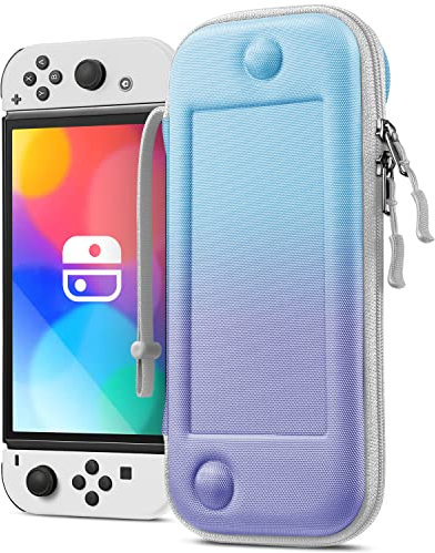 FINTIE Slim Tasche Kompatibel mit Nintendo Switch 2017/Switch OLED Modell 2021 - [Ultradünn] Stoßfeste Hartschalen Tragetasche mit 10 Spielkartenhaltern für Switch Konsole Joy-Con, Abend Ombre