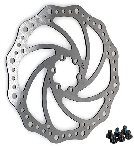 TIYO Fahrrad Bremsscheibe (180mm) Edelstahl, Fahrrad Bremsscheibe mit Schrauben - Für die meisten Fahrräder geeignet - Rennrad Mountainbike BMX MTB