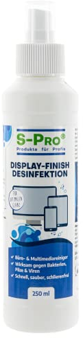S-PRO Display-Finish I 1 x 250ml I Displayreiniger mit Antistatik-Schutz & alkoholfreie Formel I Sanfte & streifenfreie Reinigung I Ideal für empfindliche Elektrogeräte