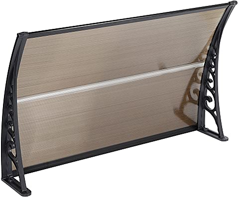 Avant Porche Ombre extérieure Toit terrasse,Auvent de Porte et fenêtres, Marquise de Porte d'entrée auvent,Contre Pluie Neige UV, Porte Toit Marquise Abri Protection (80 * 120 cm (Marron))
