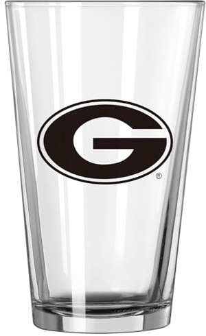 Logo Brands NCAA Georgia Bulldogs 16oz Gameday Pint Glass - Chip-Resistant, Dishwasher Safe, Pressed Glass Drinkware