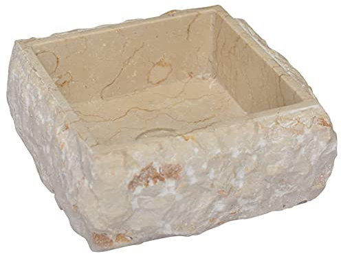 Tidyard Lavandino,da Bagno,Appoggio,in Marmo,Colore Crema,30x30x13 cm,Lavabo da Bagno Appoggio,Lavandino Quadrato,Lavabo Quadrato,Lavandino in Marmo,Lavandino d'Appoggio