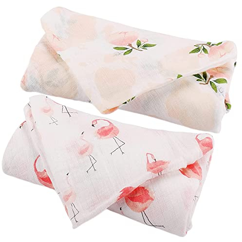 SGAVAHSG Large Muslin Cloths for Baby Girl 2-Pack 120X120cm Muslin Swaddle Wrapping Blankets Big Muslin Squares and Receiving Blanket for Newborn Infant Essentials Organic Cotton Towel