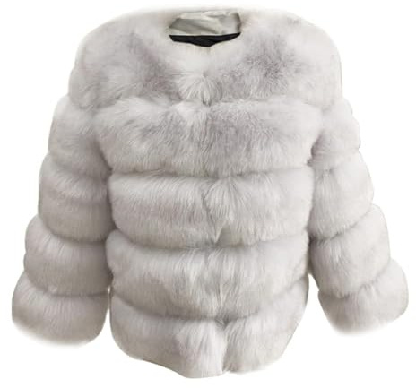 ZhuiKun Women's Faux Fur Coat Short Artificial Fur Overcoat Solid Thick Outerwear Shaggy Parka Cardigan Jacket - Style 15, M