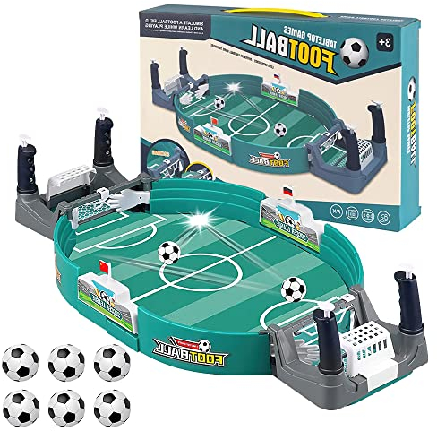 CHmiss Interaktives Tischfußballspiel mit 6 Fußbälle, Mini Tischkicker Desktop Spielzeug Tisch Fußball Kit, Innen 2-Spieler-Party-Tischkicker-Spielzeug-Geschenk für Kinder Erwachsene (6-Ball)