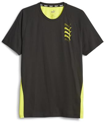 PUMA Herren Puma Fit Triblend Ultrabreathe Tee T Shirt, Puma Black-yellow Burst, XXL EU