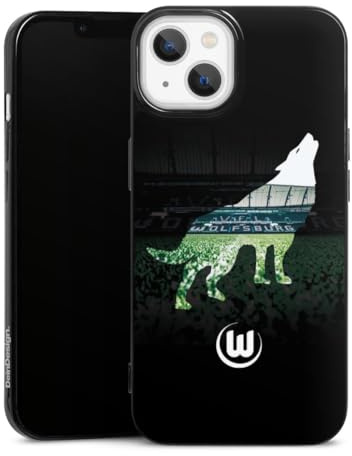 Slim Case extra dünn kompatibel mit Apple iPhone 13 Silikon Handyhülle schwarz Hülle VFL Wolfsburg Stadion Wolf