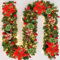 Ykgutilu Christmas Garland with Lighting, 270 cm, Warm White Garland, Artificial decor Interior decor, Fireplaces, Stairs, Wall Door Home (Red), 45cm (VR0KL0554077AWANNL)