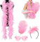 LYJOW Boa Piume Rosa Boa Di Piume, Boa Di Piume Colorate, 2 m, Con Occhiali Da Sole Senza Bordi, Per Feste Di Nozze Danzanti, Accessori Per Boa, Piuma, Boa Da Donna, Per Cosplay, Halloween