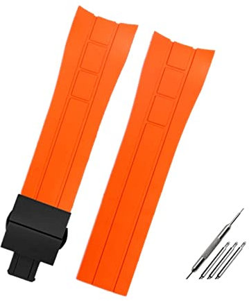 Arc Mouth Uhrenarmband 22mm 23mm for Mido Rubber Watch Strap for M005 for M005.430 for M005.614 for Citizen for Blue Angel Schwarz Orange Blau Armband (Color : Orange-black B, Size : 23mm)