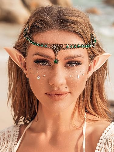 Fashband Boho-Kopfkette, grüne Perlen, Kopfbedeckung, Vintage-Festival-Haarschmuck, Brautschmuck, Hochzeit, Haarkette, Schmuck für Frauen und Mädchen