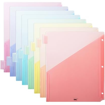 Mr. Pen- Binder Dividers with Pockets and Tabs, 1 Set, 8 Tabs/Set, Colorful, 3 Ring Binder Dividers with Tabs and Pockets on Both Sides