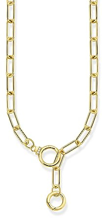 THOMAS SABO Gliederkette mit zwei Ringverschlüssen und weißen Steinen vergoldet 750 Gelbgold Vergoldung, 925 Sterlingsilber
