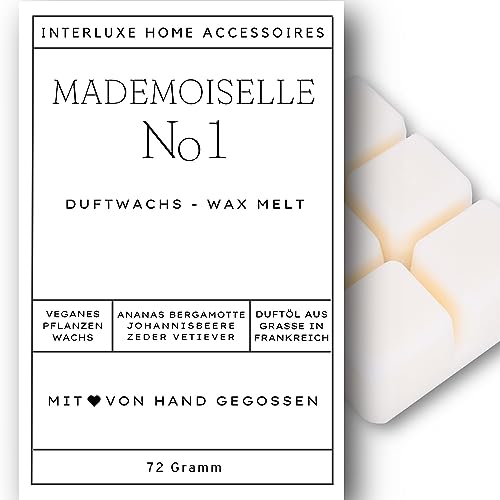 Interluxe Duftmelt Wachsmelt Duft Mademoiselle N°1 angenehm duftend Waxmelt 100% pflanzlich Duftwachswürfel Wachs mit Duftöl