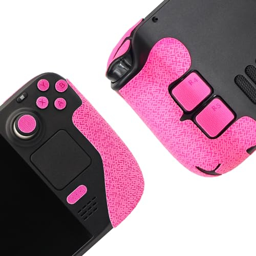 Luck&Link Controller Grip per Steam Deck, Kit pelle texture, per Steam Deck Anti-Skid Sweat-Absorbent Controllers Maniglia, include Pulsanti (Default -Rosa)