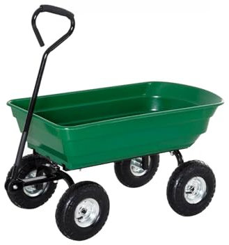 Carrello da Giardino con Vasca Ribaltabile | Carriola da Giardino | Carrello da Giardino con Vasca in Plastica | Carrello Ribaltabile | Carrello da Giardino con Ruote Pneumatiche 95x50x108cm