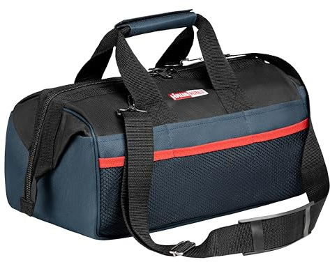 HAUSHALT | Borsa Porta Attrezzi - 49x25x25 cm | Borsa da Lavoro Uomo Attrezzi | Borsa Attrezzi Ampia Apertura e Grande Capacità | Borsa Lavoro con Manici Imbottiti e Tracolla