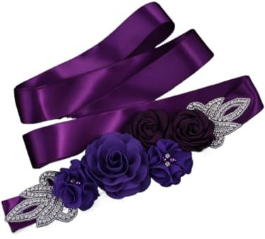 Cinturones de flores para mujer, vestidos de novia, cinturón de cintura, cinturón de flores, diamantes de imitación, cinta de encaje para niña, Morado (, Talla única