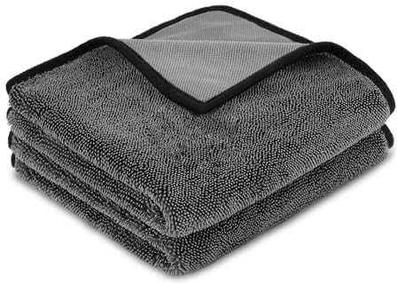 Lunyloer Shiny Bath Trockentuch, 2 Stück Fast Dry Trockentuch, Twist Pile Microfiber Cloth, Mikrofasertuch Mit Gedrehtem Flor für Duschkabinen Bad Auto (40 * 40cm Grau)